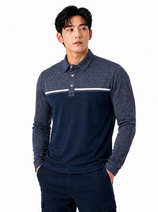 벌집 기모 카라티셔츠 네이비 6131