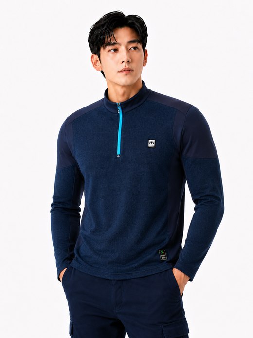 헥사곤 후리스 반집업 티셔츠 네이비 MT-6053