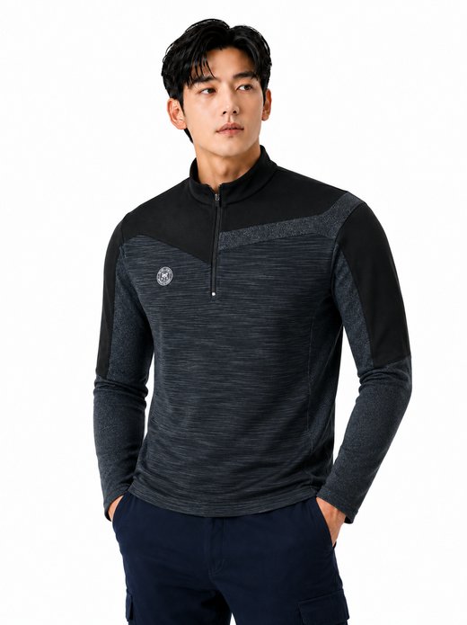 3D선염 반집업 근무복 티셔츠 블랙 MT-6082