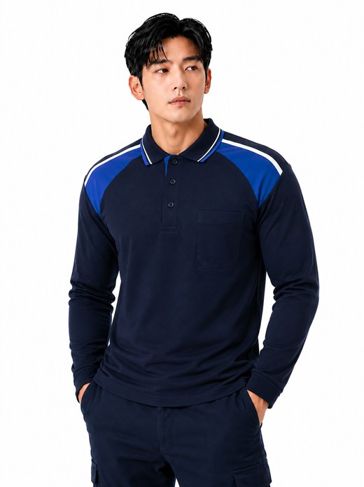 아이스쿨업 투톤 배색 카라긴팔티 네이비 MT-2031
