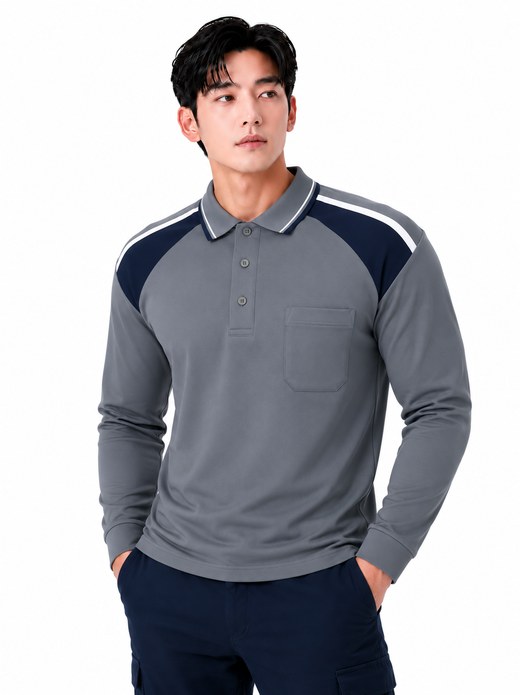 아이스쿨업 투톤 배색 카라긴팔티 그레이 MT-2033