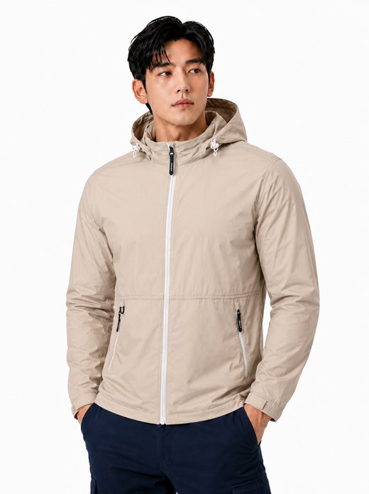 후드 탈부착 경량 바람막이 베이지 MK-1081J