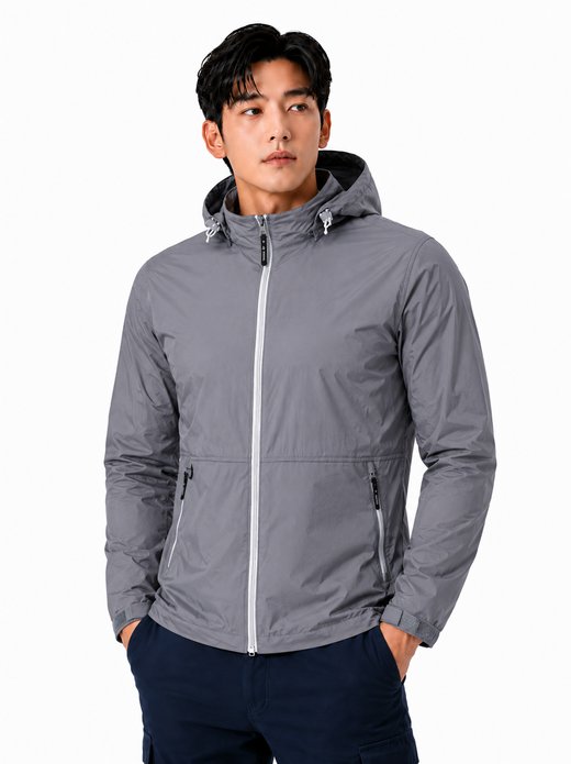후드 탈부착 경량 바람막이 그레이 MK-1082J