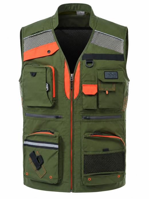 타스란 투톤 작업 망사조끼 카키 MK-471J
