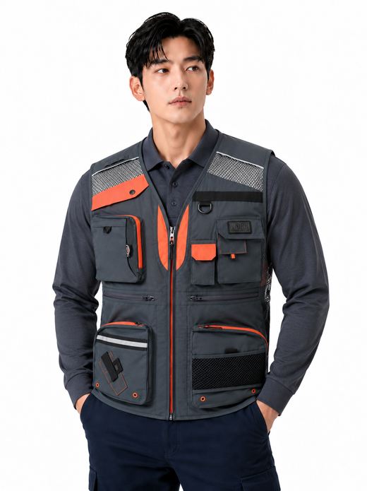 타스란 투톤 작업 망사조끼 그레이 MK-472J