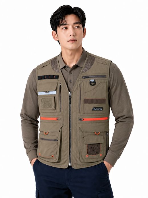 타스란 네임카드 멀티포켓 조끼 베이지 MK-481J