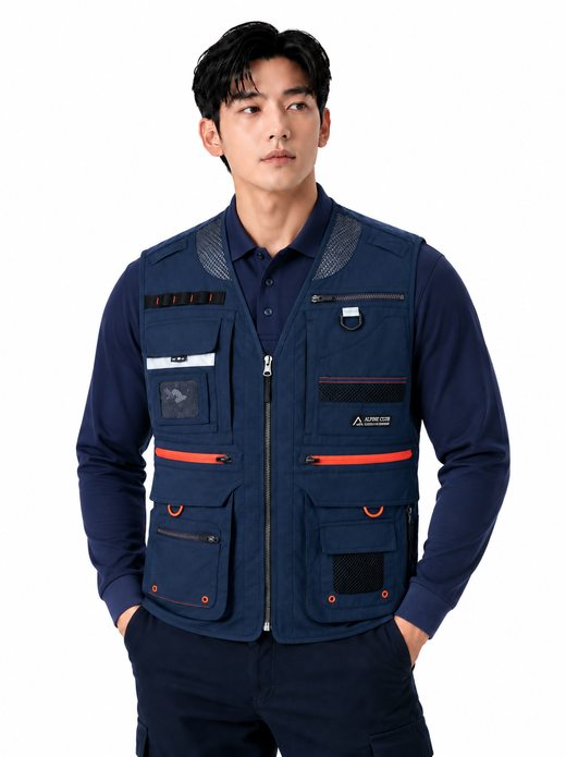 타스란 네임카드 멀티포켓 조끼 네이비 MK-482J