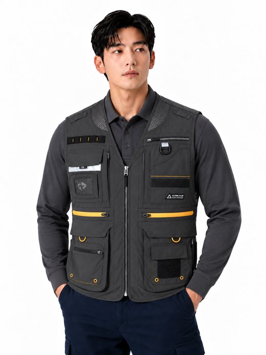 타스란 네임카드 멀티포켓 조끼 다크그레이 MK-483J