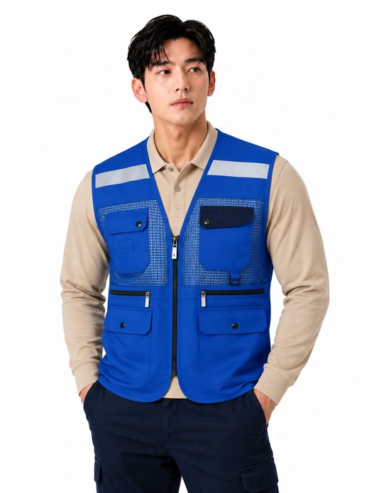 배색주머니 TC조끼 코발트 MK-133J
