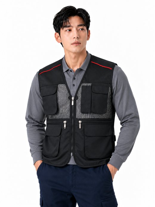 TC망사V-조끼 블랙 MK-182J