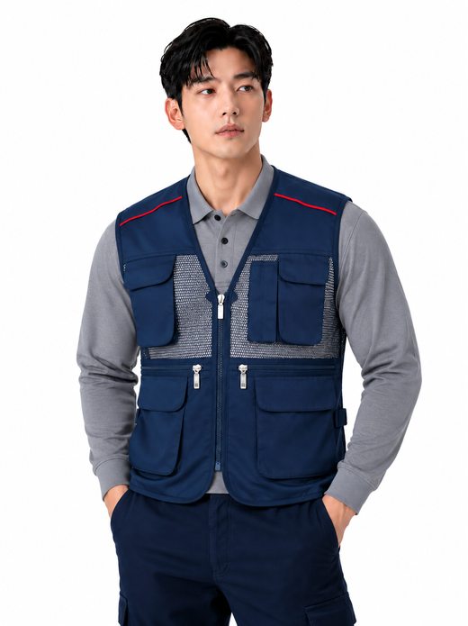 TC망사V-조끼 네이비 MK-183J