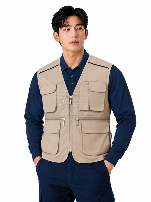 TC망사V-조끼 베이지 MK-184J