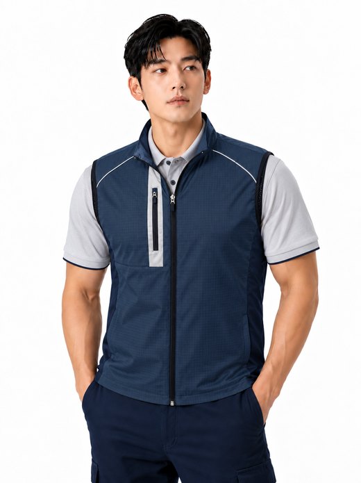 반사 타공 배색경량 스트레치 조끼 네이비 MK-253J