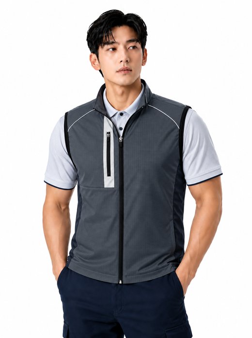 반사 타공 배색경량 스트레치 조끼 그레이 MK-254J