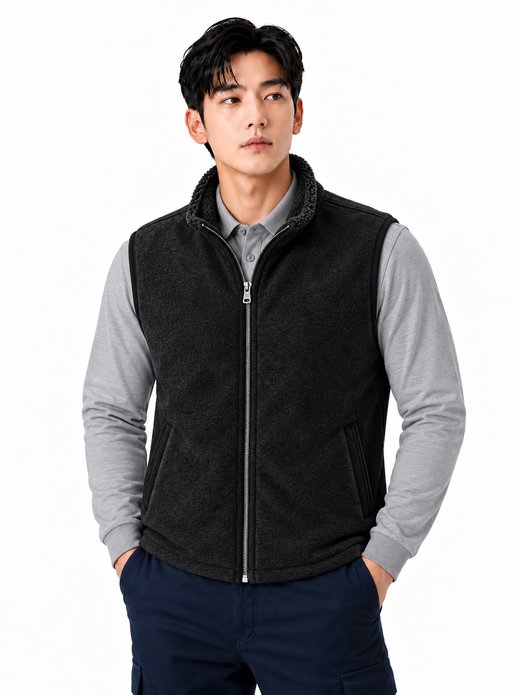 폴라플리스 양털 본딩 내피조끼 블랙 MK-447J