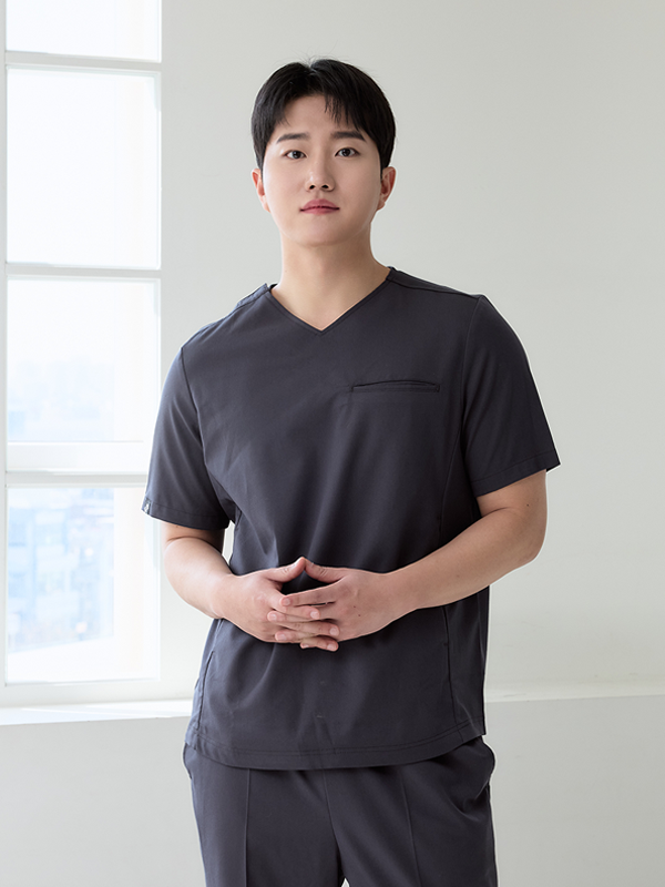 남성 커브드 브이넥 프로 향균 스크럽 세트 (3color)