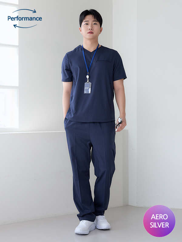 남성 커브드 브이넥 프로 향균 스크럽 세트 (3color)